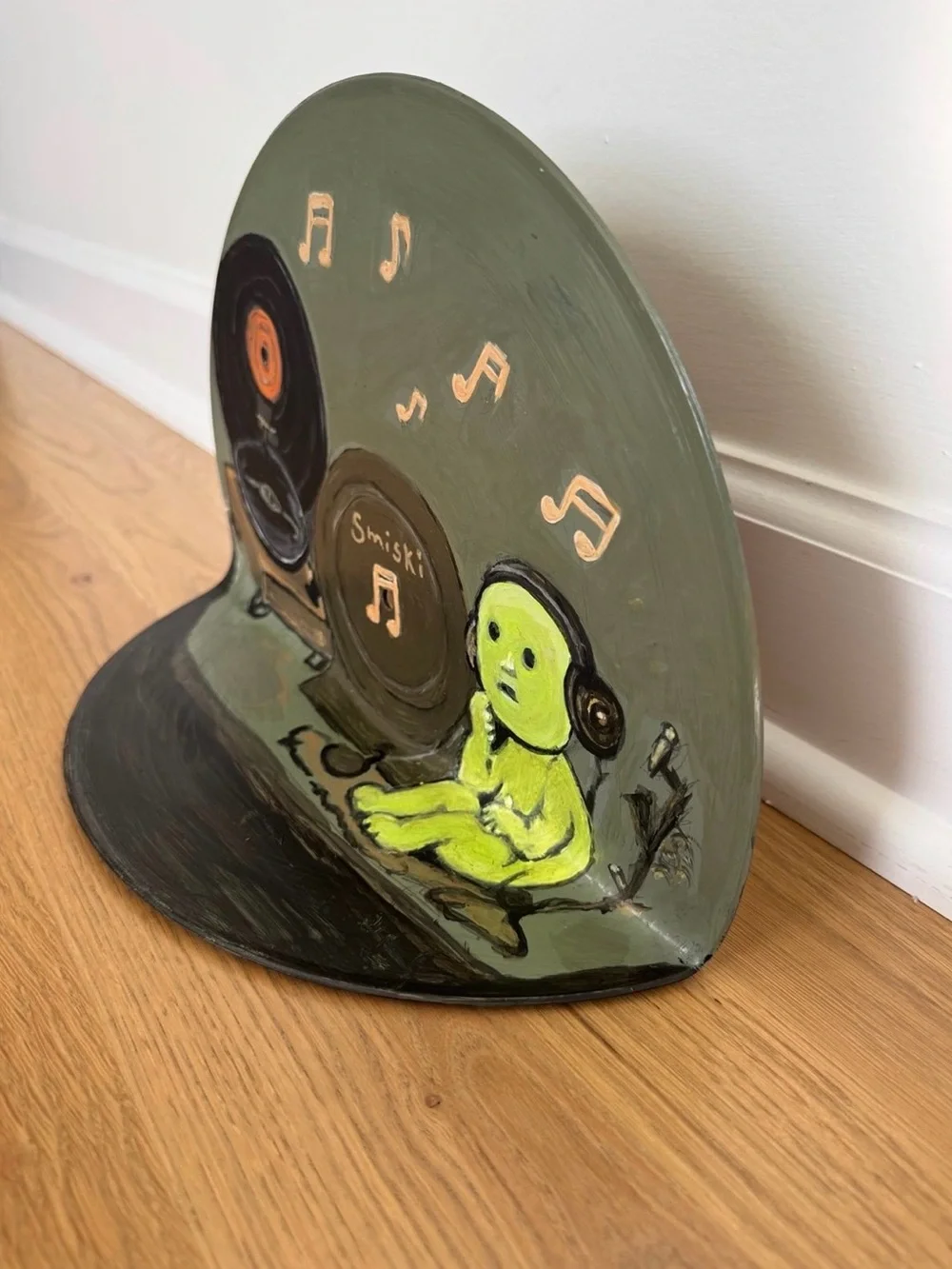 Smiski Inspired Vinyl Record Display Shelf | Hand Painted Wall Decor